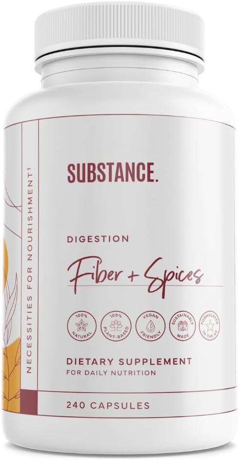 Nature's Fiber & Spices for Digestive Wellness - Supports Colon Cleanse - Formulated with Psyllium Husk, Flax Seed & Ginger - Dietary Fiber Supplement - Vegan-Friendly - 240 Capsule