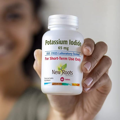 New Roots Herbal Potassium Iodide 65 mg KI Supplement | 60 Tablets for Thyroid Support | Iodine - YODO Naciente