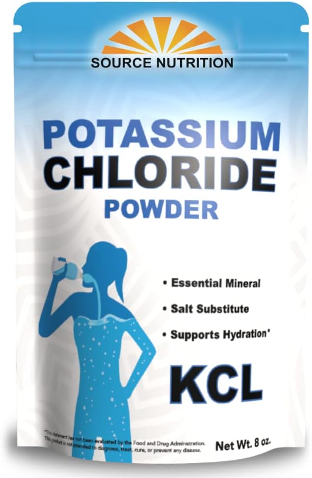 Source Nutrition Potassium Chloride Powder - Supports Hydration and Fluid Levels, Table Salt Substitute, Excellent Source of Potassium - KCL Supplement (8 oz.)