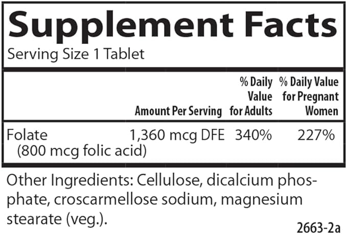 Carlson - Folic Acid, 800 mcg, Provides Important Prenatal Support, 300 tablets