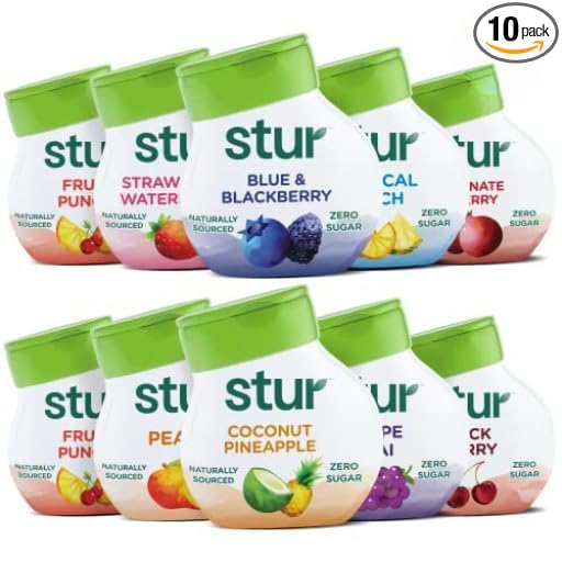 Stur Liquid Water Enhancer | The Ultimate 10-Pack Variety Pack | Naturally Sweetened | High in Vitamin C & Antioxidants | Sugar Free | Zero Calories | Keto | Vegan | 10 Bottles, Makes 240 Drinks