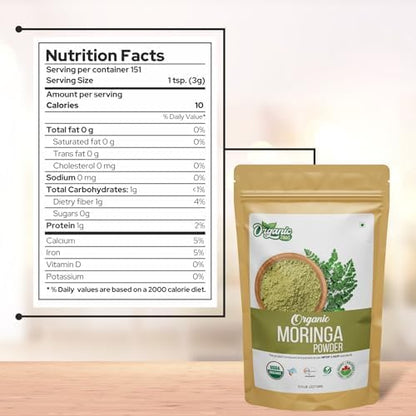 Moringa Leaf Powder | Moringa Powder Organic | USDA Certified 100% Pure, Natural and Vegan | Product of India - 227 gm (8 oz) Pack of 4