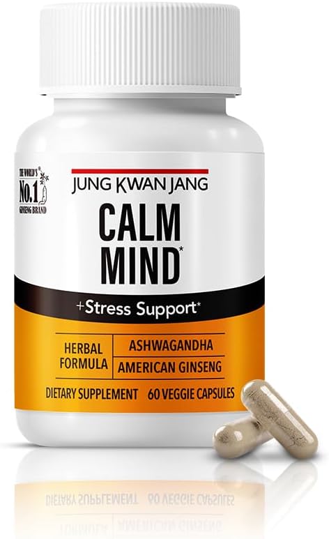 JungKwanJang Calm Formula with Ashwagandha 300mg, American Ginseng 428mg and L theanine 204mg Supplement - 60 Capsule for Men and Women