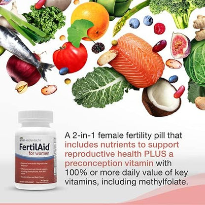 FertilAid for Women, Fertility Supplement for Women & Natural Fertility Vitamin with Vitex, Support Female Cycle Regularity & Ovulation, Comprehensive Prenatal Multivitamin with Folate, 2 Month Supply