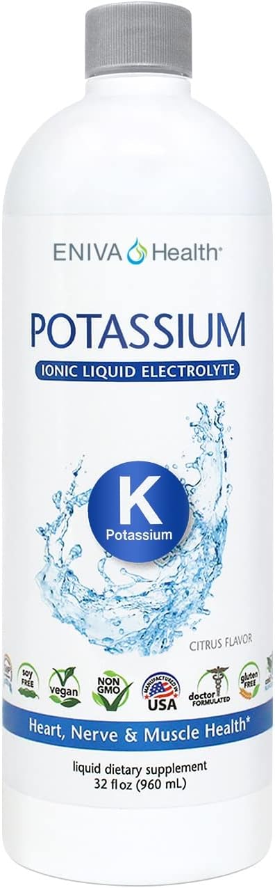 Eniva Health - Liquid Ionic Potassium Supplement for Electrolyte Replacement and Metabolic Support | 600 MG | Gluten-Free, Sugar-Free and Keto-Friendly | Dietary Supplement (32oz) - 32 Servings