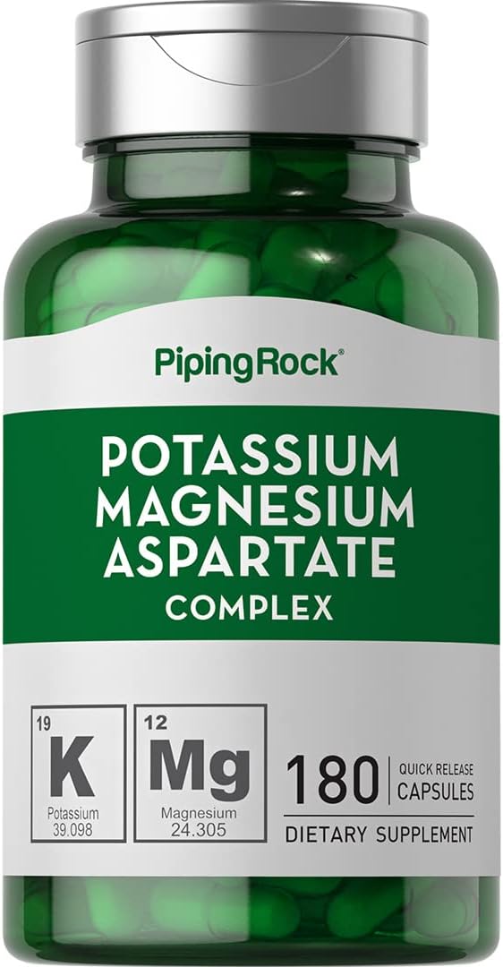 Potassium Magnesium Aspartate Complex | 180 Capsules | Non-GMO, Gluten Free Supplement | by Piping Rock