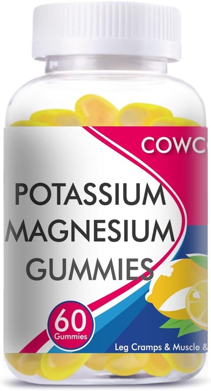 (2Pack) Potassium Magnesium Gummies for Adults Kids,Sugar-Free,Potassium,Citrate with High Absorption Magnesium Glycinate Supplements for Leg Cramps & Muscle,Heart Health.