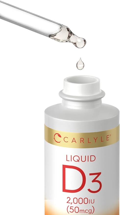 Carlyle Liquid Vitamin D3 | 2000 IU | 2 oz | Vegetarian, Non-GMO, and Gluten Free Formula | 50mcg | Vitamin D Liquid Drops for Adults