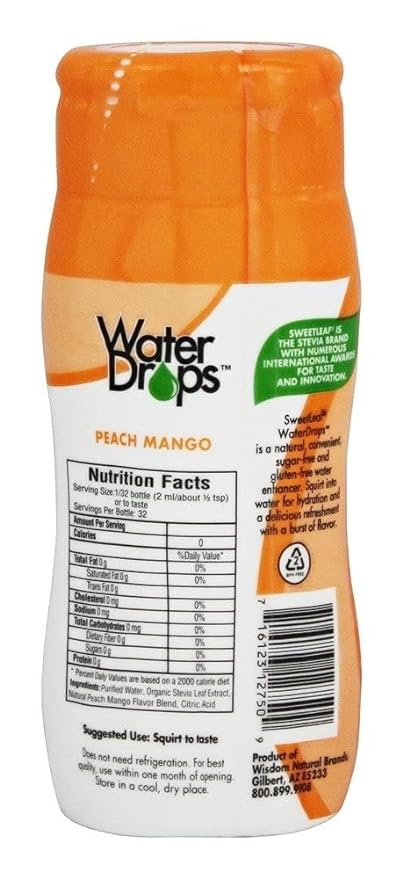 SweetLeaf Water Drops, Peach Mango, 1.62 Fl Oz (Pack of 1)