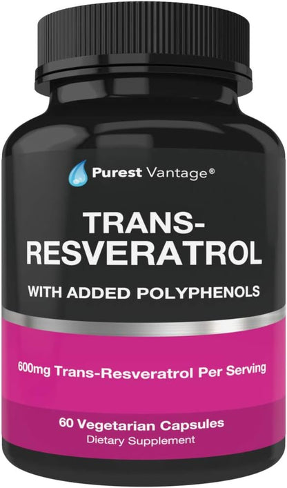 Resveratrol Supplement - Potent 1400mg Formula with Trans Resveratrol, Quercetin, Grape Seed, Green Tea, Acai and Red Wine Extract - 60 Veggie Capsules