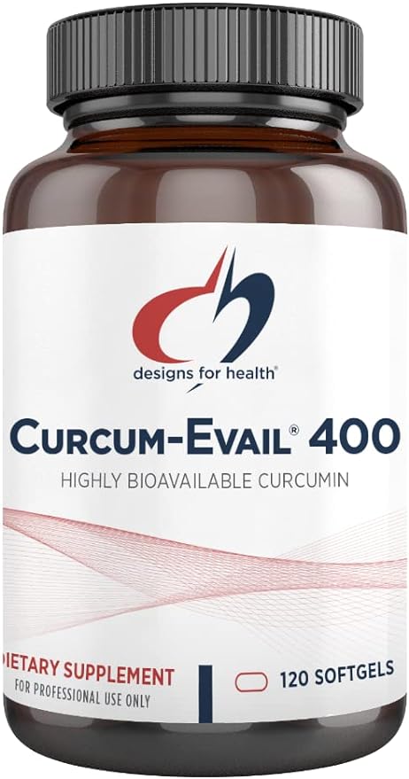 Designs for Health Curcum-Evail 400 - Bioavailable Turmeric Curcumin Supplements - Evail Emulsification Technology - Curcumin C3 Complex with Turmeric Oil + Vitamin E, Non-GMO (120 Softgels)