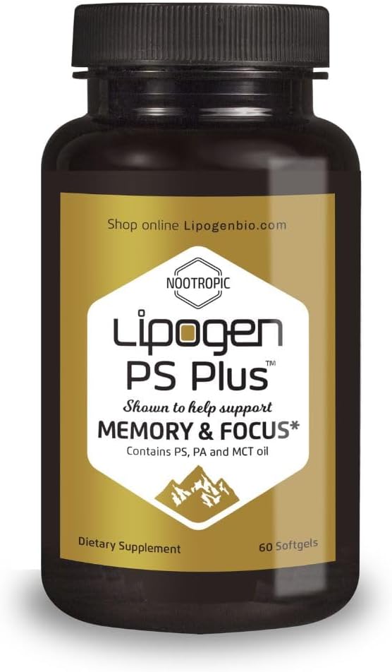 PS Plus Brain Supplements for Memory and Focus - Premium Phosphatidylserine Brain Booster for Brain Health - Nootropic - 60 Softgels for One Month Supply