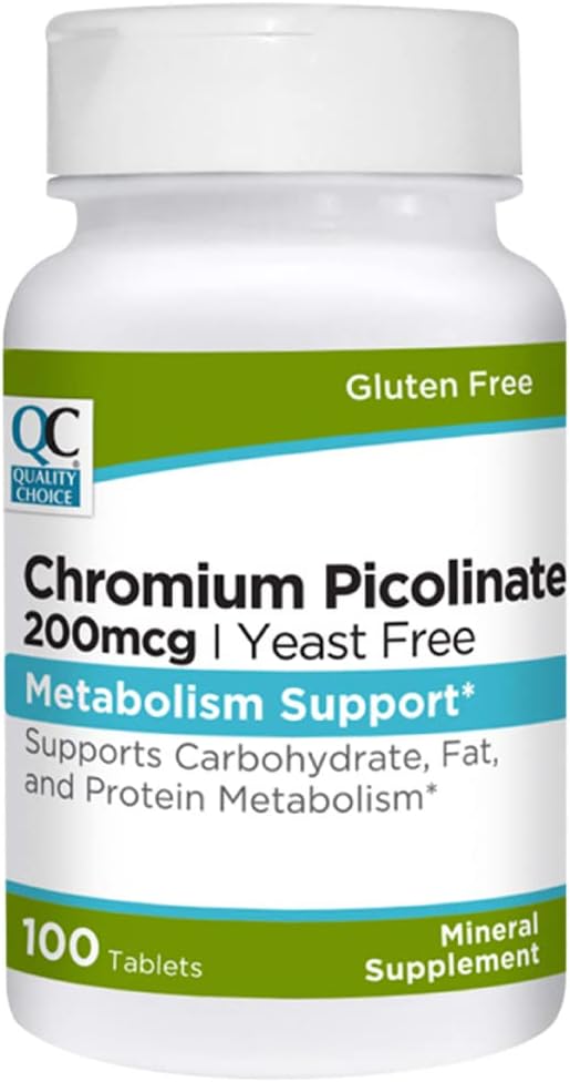 Quality Choice Chromium Picolinate Metabolism Support 200 mcg Tablets 100 Count