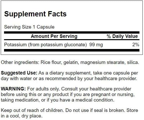 Swanson Potassium (Gluconate) 99 Milligrams 250 Capsules (4 Pack)