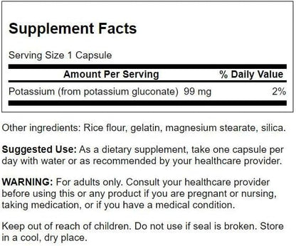 Swanson Potassium (Gluconate) 99 Milligrams 250 Capsules (4 Pack)