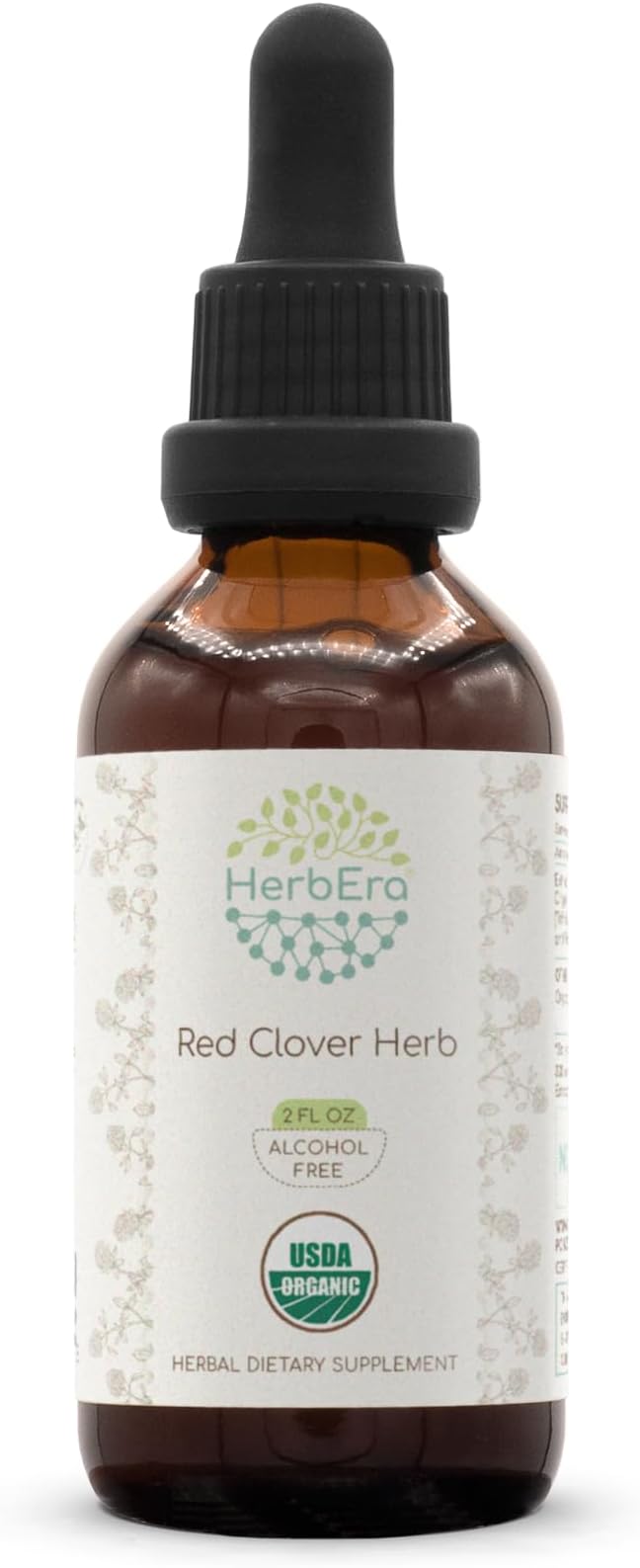 Red Clover Herb B60 USDA Organic Tincture | Alcohol-Free Extract, High-Potency Herbal Drops| Certified Organic Red Clover Herb (Trifolium Pratense) Dried Leaf and Flower (2 fl oz)