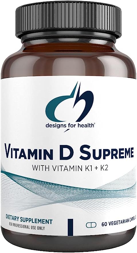 Designs for Health Vitamin D Supreme - Vitamin D 5000 IU with 2000mcg Vitamin K as MK4 for Bone Health, Heart Health & Immune Support - Vitamin D3 Enhanced with GG Supplement (60 Capsules)