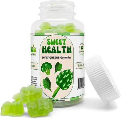 Supergreens Vitamin Gummies - Daily Green Supplement with Spinach, Broccoli, Moringa, Beet Root, Celery, Green Tea, & Acai for Immunity Support