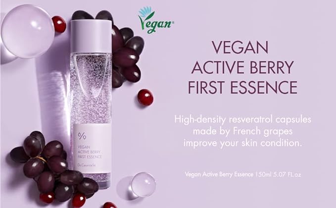 Dr.Ceuracle Vegan Active Berry First EssenceㅣHigh-Density Resveratrol Capsules from French Grapes, Vitamin A from Cranberry, Upcycled Grape Seed OilㅣBoosting Vitality, Revive & Rejuvenate Skin