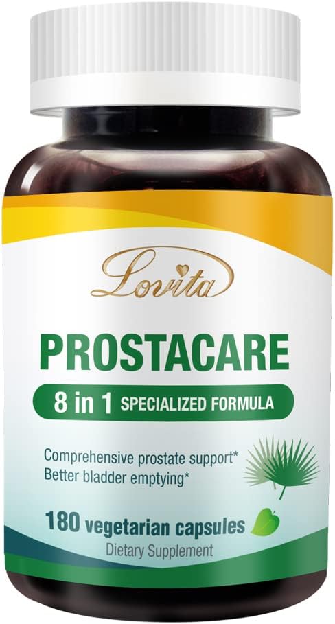 Prostate Health, 8 in 1 Exclusive Prostate Supplements for Men with Saw Palmetto 500mg, Stinging Nettle, Lycopene, Prevent Hair Loss & Normal Urination Frequency, 180 Veggie Capsules