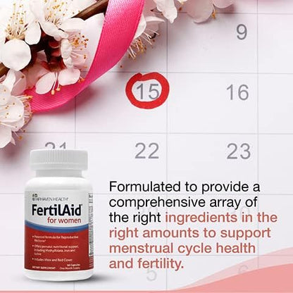 FertilAid for Women, Fertility Supplement for Women & Natural Fertility Vitamin with Vitex, Support Female Cycle Regularity & Ovulation, Comprehensive Prenatal Multivitamin with Folate, 2 Month Supply