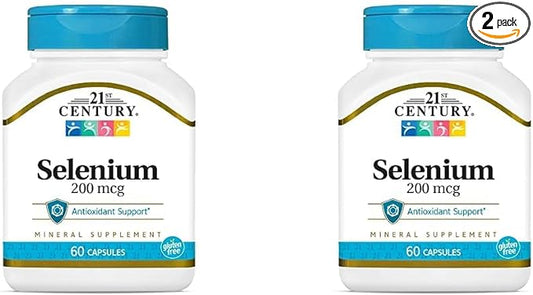 21st Century Selenium 200 mcg Capsules, 60 Count (Pack of 2)