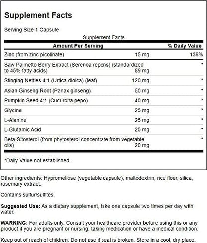 Swanson Prostate Essentials - Mineral and Herbal Supplement Promoting Prostate Health Support - Zinc andSaw Palmetto Formula Aiding Urinary Tract Flow and Bladder Control -(90 Veggie Capsules) 2 Pack