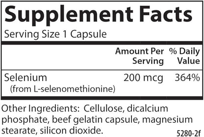 Carlson - Selenium, 200 mcg Yeast-Free, Prostate Health & Immune Support, Antioxidant, 60 Capsules