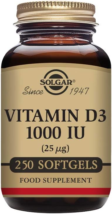 Solgar Vitamin D3 (Cholecalciferol) 25 MCG (1000 IU), 250 Softgels - Helps Maintain Healthy Bones & Teeth - Immune System Support - Non-GMO, Gluten Free, Dairy Free - 250 Servings