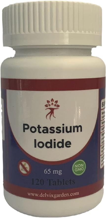 120 Potassium Iodide Tablets: Fast Acting Potassium Iodide 65 mg Supplement; Each Bottle Contains 2 Month-Supply of Potassium Iodide