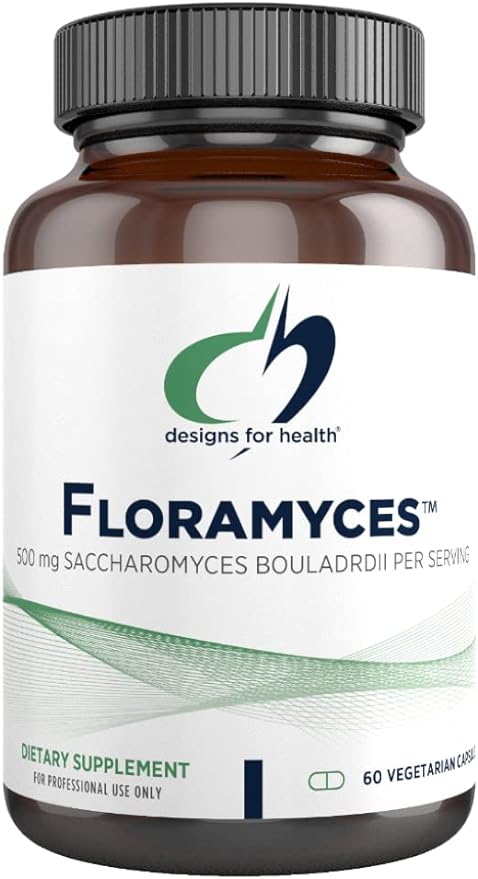 Designs for Health FloraMyces 500mg Saccharomyces Boulardii Probiotic - Gut Health Supplements - Shelf-Stable Digestive Probiotics for GI Health - Dairy-Free, Vegan Probiotic (60 Capsules)