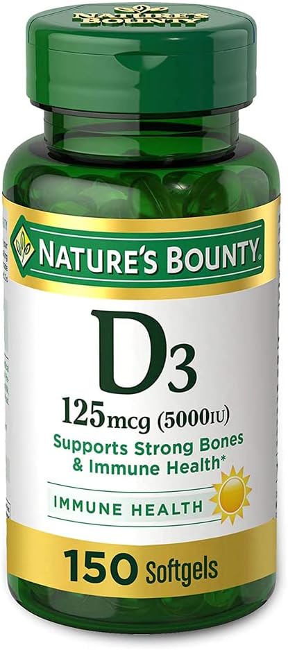 Nature's Bounty Vitamin D-5000 IU Softgels, Maximum Strength 150 ea ( Pack of 2)