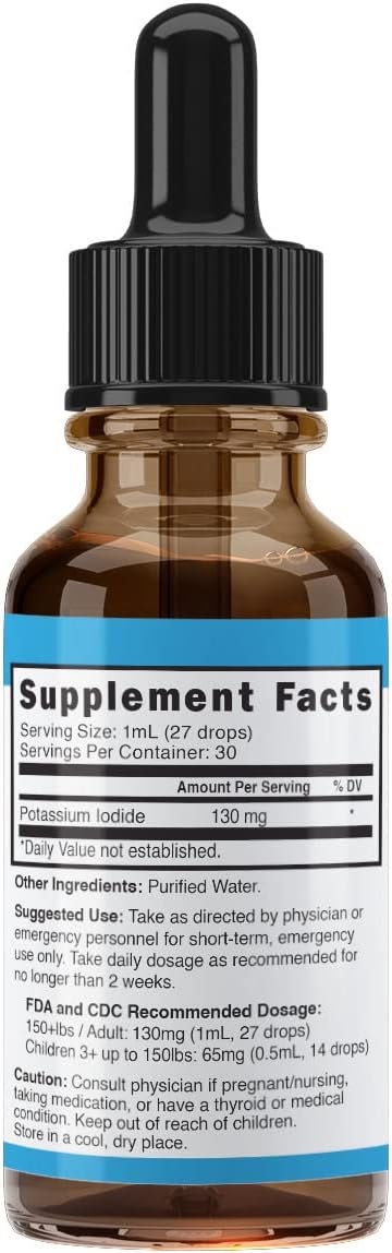 Nutri Potassium Iodide Liquid Drops 130 mg - Alternative to Potassium Iodide Pills - Potassium Iodine Tablets 130 mg - YODO Naciente Ki Pills 1 Oz