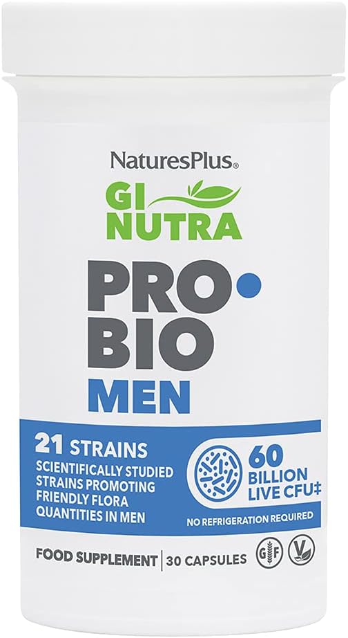 Natures Plus GI Natural Probiotic Men - 30 Capsules - Digestive & Prostate Health, Immune Strength - Includes Saw Palmetto - Gluten Free - 30 Servings