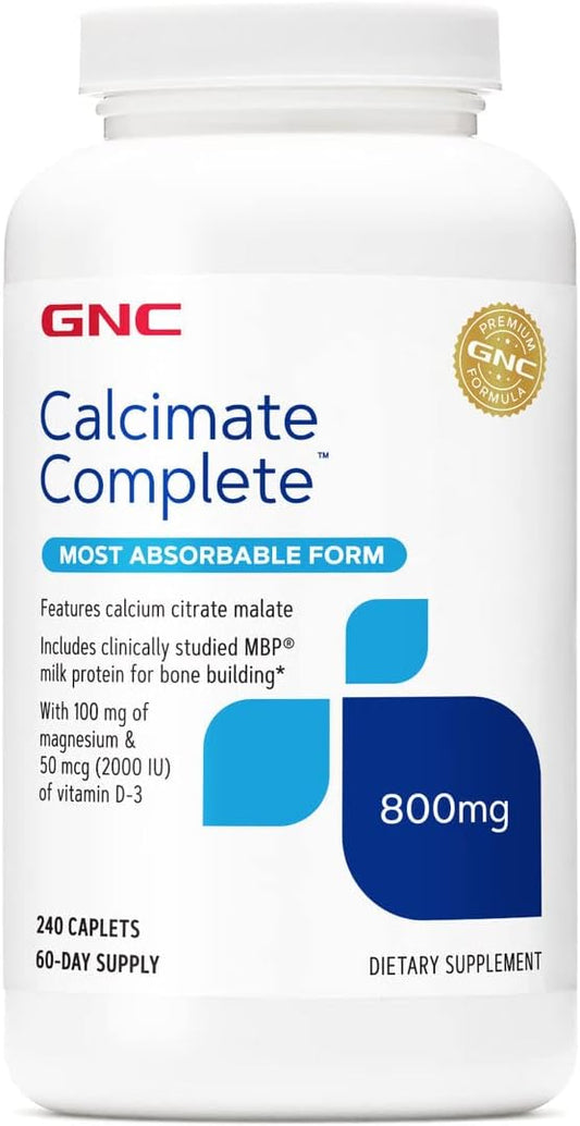 GNC Calcimate Complete 800mg | Most Absorbable Form of Calcium | 240 Count