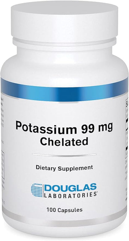 Douglas Laboratories Potassium 99 mg Chelated | Supports Nerve Impulses, Skeletal Muscle Function, and Already Normal Blood Pressure* | 100 Capsules