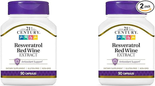 21st Century Resveratrol Red Wine Extract Capsules, 90Count (Pack of 2)