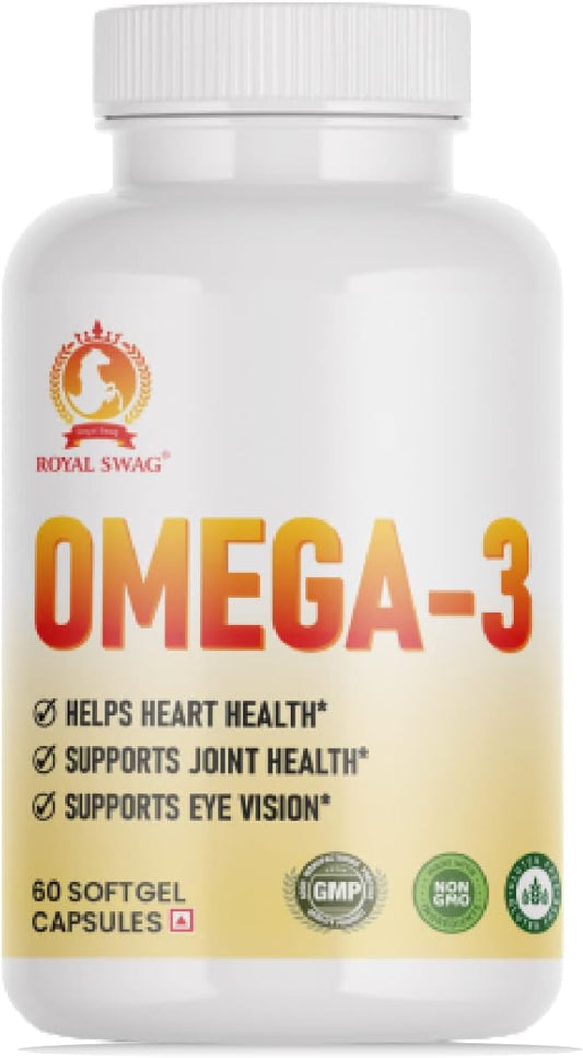 1250mg of Omega 3 Fish Oil Capsules - High Potency, Molecularly Distilled, Burpless Softgels with EPA and DHA for Immune Support, Joint, Vision, and Heart Health - 60 Count.