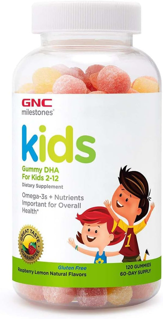 GNC milestones Kids Gummy DHA for Kids 2-12 - 120 Gummies (60 Servings)