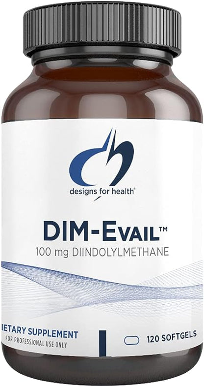 Designs for Health DIM-Evail - 100mg DIM Supplement Enhanced Absorption Diindolylmethane - Supports Healthy Estrogen Metabolism & Women's Health - Non-GMO & Soy-Free (120 Softgels)