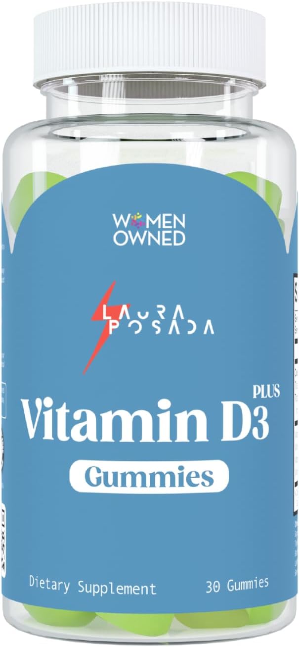 Laura Posada Vitamin D3 Plus Gummies 30 Count D3, A, K for Calcium Absorption, Menopause Immune Support, Bone & Heart Health, Hormone Optimization – Non-GMO Gluten Free 100% Natural Made in USA