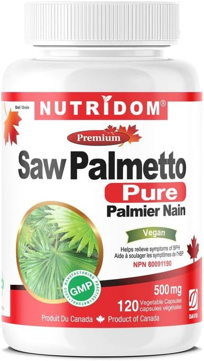 Saw Palmetto 500mg, Non-GMO, Vegan, Gluten Free, Soy Free, and Dairy Free (120 Count)