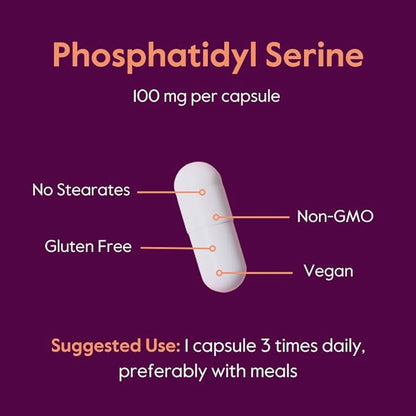 BESTVITE Phosphatidylserine 100mg per Capsule (240 Vegetarian Capsules) (120x2) with Sharp-PS® Green - Patented and Clinically Tested - Stearate Free - Soy Free - Gluten Free - Vegan - Non GMO