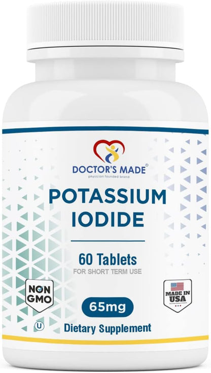 Doctor’s Made Potassium Iodide 65 mg. 60 Tablets. Thyroid Support, Kosher, Exp Date 04/2025, 60 Count (Pack of 1), Pack of 1