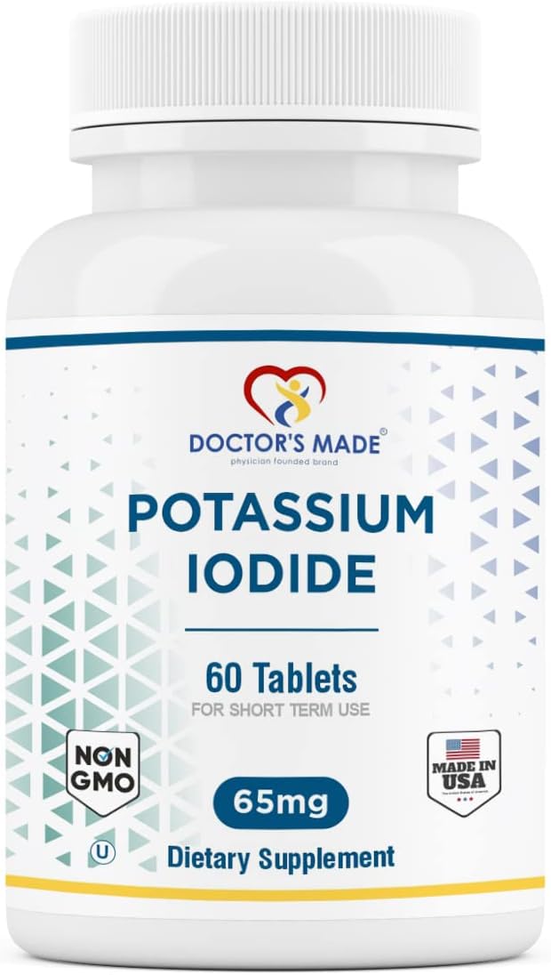 Doctor’s Made Potassium Iodide 65 mg 60 Tablets Thyroid Supplements Kosher Exp Date 04/2025 Pack of 2