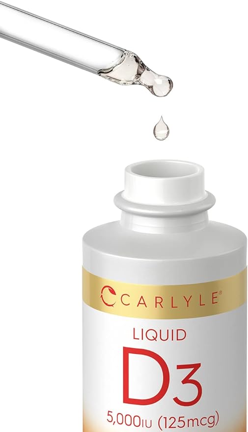 Carlyle Liquid Vitamin D3 | 5000 IU (125 mcg) | 2 oz | Vegetarian, Non-GMO, and Gluten Free Supplement | Vitamin D Liquid Drops for Adults