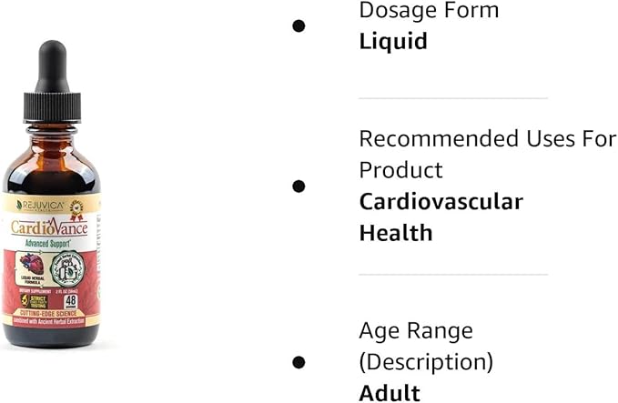 Rejuvica Health CardioVance - Heart Support Supplement - Liquid Delivery for Better Absorption - Hawthorne, Hibiscus, Arjuna, Olive Leaf & More!