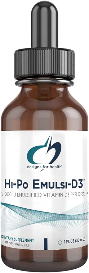 Designs for Health 2000 IU Vitamin D Drops - Hi-Po Emulsi-D3 Emulsified VIT D3, Highly Concentrated Liquid Vitamin D3 Drops - Bone Health + Immune Support - 2000 IU Per Drop (1000 Servings / 1 Ounce)