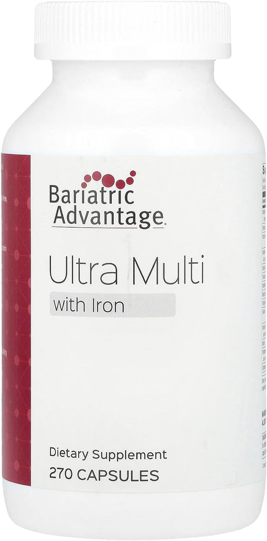 Bariatric Advantage Ultra Multivitamin with Iron - Ultra Multi with Iron - Capsule Format Multivitamin - Provides Full Complex of B Vitamins - with Vitamin C, Chromium & More - 270 Capsules