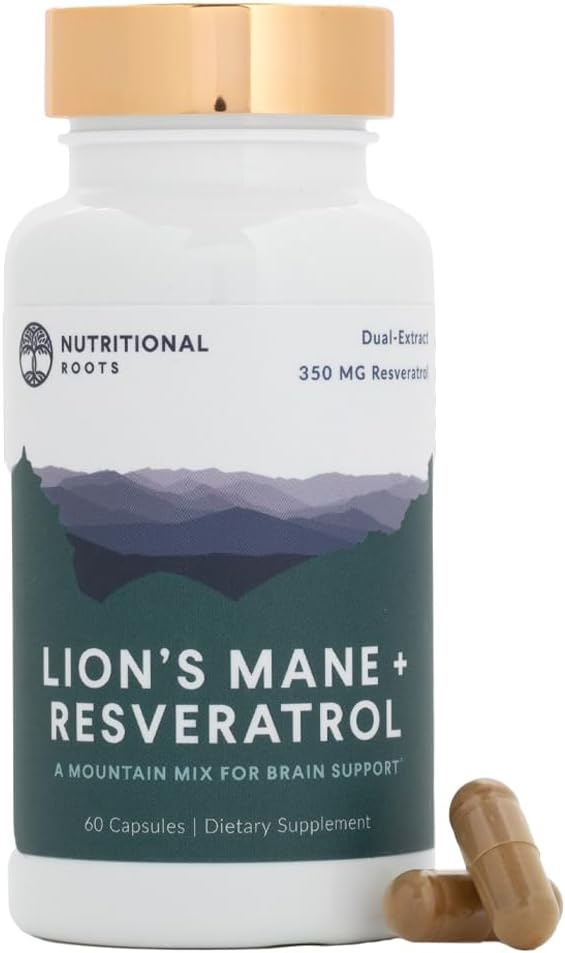 Lions Mane and Resveratrol, 800 mg of Lions Mane Extract, Plant-Based Trans Resveratrol, Brain Supplement for Brain Health Support, Doctor's Choice, 60 ct.